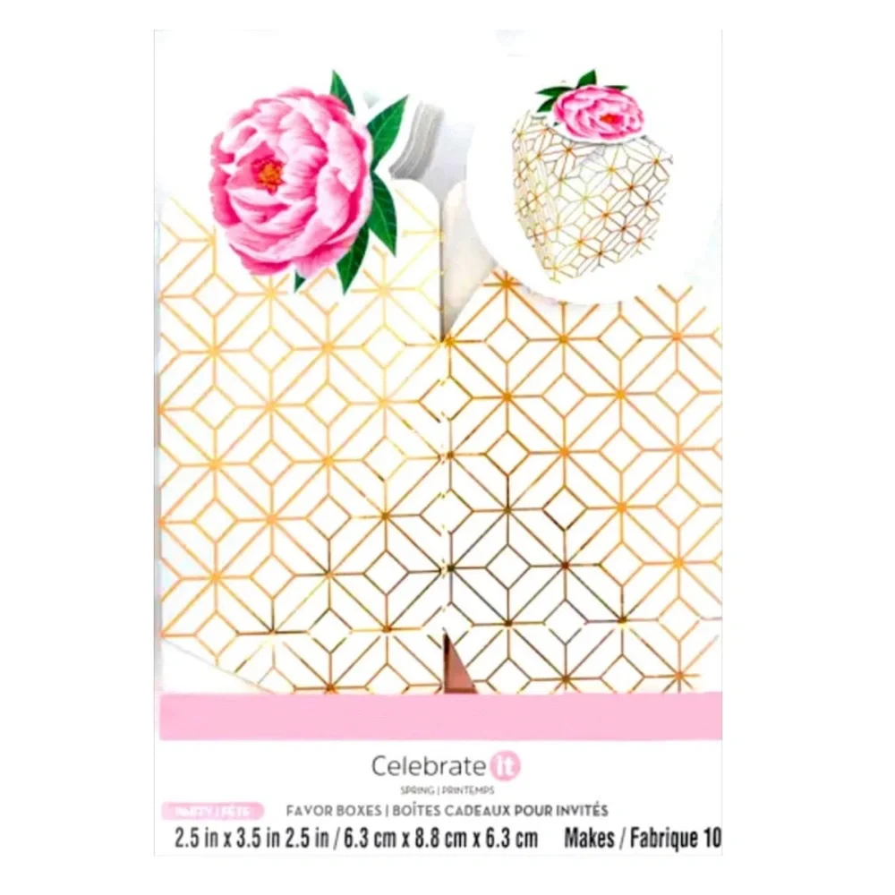 Pink Peony Favor Boxes by Celebrate It Spring, (651677), 10 ct